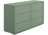 Kommode GAMI "Jade", grün, B:140cm H:80cm T:45cm, Holzwerkstoff, Sideboards, Kommode, Kommode mit 6 Schubladen