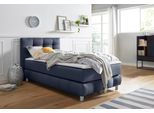 Boxspringbett HOME AFFAIRE "Salo", blau, B:104cm L:211cm, Struktur (100% Polyester);Bezug der Spiegelfläche Matratzendrell aus 100% Polyester;Samtoptik (100% Polyester), Komplettbetten, Boxspringbett, incl. Topper, 6 Breiten, 2 Härtegrade, TFK auch in Härtegrad 4