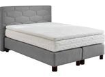 Boxspringbett, grau, B:155cm L:210cm, Bezug: 100% Polyester, WESTFALIA SCHLAFKOMFORT, Komplettbetten, Boxspringbett, wahlweise mit Topper