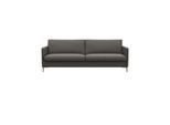 3-Sitzer FLEXLUX "Fiore, super Sitzkomfort durch Kaltschaum im Sitz", grau (warm mineral), B:214cm H:85cm T:92cm, 100% Echteder, Sofas, 3-Sitzer, schmale Armlehnen, Füße Alu+ Eiche