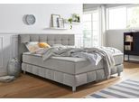 Boxspringbett HOME AFFAIRE "Salo XXL", grau (hellgrau), B:194cm L:231cm, Komplettbetten, Boxspringbett, in Samtoptik oder Struktur, 6 Breiten in Überlänge 220cm, 4 Härtegrade
