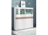 Vitrine BORCHARDT MÖBEL "Florenz", weiß (weiß hg, weiß hg, cappuccino riffeloptik hg mdf), Schränke, Vitrine, Höhe 125 cm
