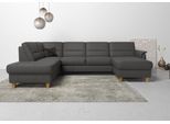 Wohnlandschaft HOME AFFAIRE "Palmera U-Form, B: 308 cm", braun (mocca), B:308cm H:89cm T:212cm, Luxus-Microfaser (100% Polyester);Struktur (100% Polyester);Luxus-Microfaser in Lederoptik (100% Polyester), Sofas, Wohnlandschaft, optional Bettfunktion & Bettkasten, Federkern