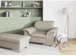 Sessel DOMO COLLECTION "FRANZI zeitlos & elegant, moderne Sitzheftung", braun (schlamm), B:120cm H:81cm T:97cm, 100% Polyester, Sessel, Sessel, mit Kopfteilverstellung, bequeme Armlehnen, chromfarbene Füße