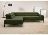 Ecksofa HOME AFFAIRE "Antonelli, L-Form, inkl. Kopfteilverstellung, Breite 276 cm", grün (moos), B:276cm H:71cm T:219cm, 95% Polyester, 5% Nylon, Sofas, Ecksofa, ohne Sitztiefenverstellung, in Feincord, moos