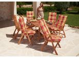 Garten-Essgruppe MERXX "Maracaibo", braun, Obermaterial: 100% Polyester. Füllung: 100% Polyurethan, Sitzmöbel-Sets, Garten-Essgruppe, Eukalyptusholz, FSC Mix, geeignet für 6 Personen