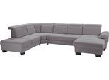Wohnlandschaft HOME AFFAIRE "Cornwall U-Form", grau, B:360cm H:84cm T:253cm, Struktur fein (100% Polyester);Luxus-Microfaser weich (90% Polyester, 10% Polyamid), Sofas, Wohnlandschaft, inkl. Sitztiefenverstellung, wahlweise mit Bettfunktion