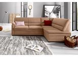Ecksofa SIT & MORE "Pisa L-Form", braun, B:245cm H:89cm T:161cm, NaturLEDER (echtes Rindsleder), Korpus in Kunstleder SOFTLUX;Luxus-Microfaser (90% Polyester, 10% Polyamid);Struktur (100% Polyester);Luxus-Microfaser ALTARA NUBUCK (100% Polyester), Sofas, Ecksofa, mit Federkern, wahlweise mit Bettfunktion