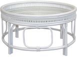 Couchtisch, weiß (weiß, weiß, klarglas), B:75cm H:41cm T:75cm, HOFMANN LIVING AND MORE, Tische, Couchtisch, Rattan-Couchtisch mit oder ohne Glasplatte lieferbar