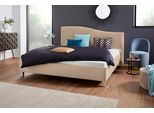 Polsterbett, beige, B:192cm H:100cm L:210cm, Bezug Bett: Velours mit grober Lederoptik (100% Polyester);Bonnellfederkernmatratze: 51% Polypropylen, 39% Polyester, 10% Baumwolle;Kaltschaummatratze: 100% Polyester, Bezug abnehm- und waschbar bis 60C, WESTFALIA SCHLAFKOMFORT, Betten, Polsterbett