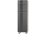 Kühlumbauschrank OPTIFIT "Bern", grau (grau hochglanz, akaziefarben), B:60cm H:211,8cm T:58,4cm, Schränke, Kühlumbauschrank, 60 cm breit, 212 cm hoch, mit höhenverstellbaren Stellfüßen