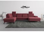 Wohnlandschaft SIT & MORE "Cinturo U-Form", rot (bordeaux), B:345cm H:88cm T:226cm, Sofas, Wohnlandschaft, inklusive Sitztiefenverstellung und Federkern, Sitzhöhe 45 cm