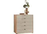 Schubkastenkommode WIEMANN "Cardiff Sideboard, Wäscheschrank, teilmassiv Bianco-Eiche, Schubladen", braun, B:80cm, Sideboards, Schubkastenkommode, Schubkästen inklusive Selbsteinzug und Dämpfung