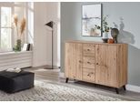Kombikommode HOME AFFAIRE "Berlin 30 AO Kommode", beige (artisan, oak, nachbildung), B:130cm H:92cm T:40cm, Hartfaserplatte, Holzwerkstoff, Kunststoff, Metall, Sideboards, Kombikommode