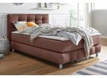 Boxspringbett HOME AFFAIRE "Salo", braun, B:154cm L:211cm, Struktur (100% Polyester);Bezug der Spiegelfläche Matratzendrell aus 100% Polyester;Samtoptik (100% Polyester), Komplettbetten, Boxspringbett, incl. Topper, 6 Breiten, 2 Härtegrade, TFK auch in Härtegrad 4