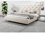 Polsterbett HOME AFFAIRE "Maxime, in 4 Breiten bis 200cm, auch in Leder", beige (nature), B:236cm H:105cm L:234cm, 96% Polyester, 4% Polyacryl, Betten, Polsterbett, Kopfteilhöhe 143 cm, belastbar bis 280 kg, auch in Überlänge 220cm