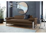 2-Sitzer W.SCHILLIG "finn", braun (mocca s37), B:210cm H:71cm T:106cm, Flachgewebe S22 (100% Polyester);Stoff S37 (100% Polyester);Longlife Xtra-Leder Z59: Glattleder mit modischer Prägung. Hautstärke 0, 9 - 1, 1 mm, Sofas, 2-Sitzer, German Design Award 2016, Fußgestell Chrom glänzend, Breite 210 cm
