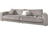 Big-Sofa 3C CANDY "Enisa II", grau (light, grau), B:290cm H:86cm T:127cm, 100% Polyester, Sofas, Big-Sofa, incl. 1 Flatterkissen, Wahlweise mit Flecken-Schutz-Bezug Easy care