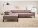 Ecksofa HOME AFFAIRE "Antonelli, L-Form, inkl. Kopfteilverstellung, Breite 276 cm", rosa (rosé), B:276cm H:71cm T:219cm, 95% Polyester, 5% Nylon, Sofas, Ecksofa, mit elektrischer Sitztiefenverstellung, in Cord, rosé