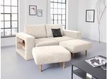 3-Sitzer "Looksvb", beige, B:212cm H:96cm T:107cm, LOOKS BY WOLFGANG JOOP, Sofas, 3-Sitzer, Verwandlungssofa: aus Sofa wird Sofa mit 2 Hockern, mit Regalfunktion
