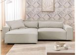 Ecksofa OTTO HOME "KINLEE Design-Sofa mit Recamiere rechts/links, Maße B/T/H 251/144/70cm", beige (hellbeige), B:251cm H:70cm T:144,5cm, 100% Polyester, Sofas, Ecksofa, L-Form mit Wellenunterfederung, ohne Bettfunktion, modern und beguem