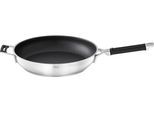 Bratpfanne RÖSLE "SILENCE PRO", silber (silberfarben, schwarz), B:33,5cm H:10cm L:60cm Ø:32cm, Pfannen, Bratpfanne, kratzfeste Premium-Antihaftversiegelung, Silikongriff, Induktion