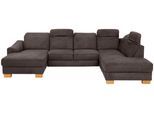 Wohnlandschaft HOME AFFAIRE "Dundee U-Form", braun (mocca), B:338cm H:86cm T:219cm, Luxus-Microfaser Florence (100% Polyester), Sofas, Wohnlandschaft, wahlweise mit Kopfteilverstellung und zusätzlich mit Bettfunktion