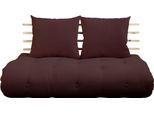 Schlafsofa KARUP DESIGN "Shinsano, futonstil, Rückenrahmen und zweiteiligem Kissenset", braun, B:140cm, Sofas, Schlafsofa, aus massivem Kiefernholz, faltbarer Matratze, multifunktional, Scandi