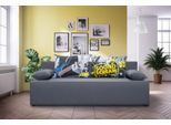 3-Sitzer EXXPO - SOFA FASHION "Tabou Sound Scream Schlafsofa Breite 193cm", grau (grau, gelb), B:193cm H:88cm T:85cm, Sofas, 3-Sitzer, mit Schlaffunktion und Bettkasten, inkl. loser Zier- und Rückenkissen