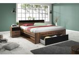 Stauraumbett HOME AFFAIRE "Beta, Breite 160 oder 180cm, moderne Bettanlage mit 2 Fächer", braun (monastery eiche, monastery eiche, schwarz, monastery eiche), B:166cm L:205cm, Betten, Stauraumbett, Bettgestell in zwei Größen inklusive Bettschublade