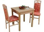 Essgruppe "Anthony", braun (buchefarben, terracotta, buchefarben), B:44cm H:94cm T:46cm, Holzwerkstoff, Massivholz, Melamin, HOFMANN LIVING AND MORE, Sitzmöbel-Sets, Essgruppe, Stuhlgestell und Tischbeine aus Massivholz, Tisch mit 2 Ansteckplatten