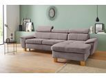 Ecksofa EXXPO - SOFA FASHION "Enya, aufwendige Detailverarbeitung, hoher Sitzkomfort, bequem, L-Form", grau (taupe), B:280cm H:79cm T:167cm, Luxus-Microfaser Vintageoptik (100% Polyester);Webvelours (92% Polyester, 8% Nylon), Sofas, Ecksofa, inkl. Kopfteilverstellung, wahlweise mit Bettfunktion und Bettkasten