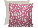 Dekokissen APELT "Rafia", pink (pink, beige, gemustert), B:46cm L:46cm, Obermaterial: 75% Polyester, 25% Baumwolle, Dekokissen_Sitzkissen_Kissenhüllen, Dekokissen