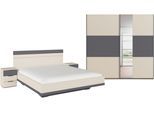 Schlafzimmer-Set RAUCH "Komplettschlafzimmer Schlafzimmer Schlafzimmermöbel SAJO", beige (champagner, graumetallic), Mit Spiegel + ohne Matratze, B/H: 160cm x 200cm, Mit Spiegel, Holzwerkstoff, Schlafzimmermöbel-Sets, Schlafzimmer-Set, optional mit Spiegel am Kleiderschrank MADE IN GERMANY