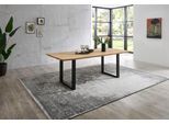 Esstisch STOLKOM "Bennet", braun (braun, schwarz, eiche massiv), B/H/T: 220cm x 74cm x 100cm, Tische, Esstisch, Eiche Massivholz, Tisch mit Schweizer Kante