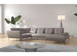 Wohnlandschaft OTTO HOME "Mikado U-Form", grau (taupe), B:376cm H:88cm T:226cm, 100% Polyester, Sofas, Wohnlandschaft, inkl. Sitztiefenverstellung und Armteilverstellung