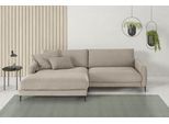 Ecksofa HOME AFFAIRE "Downtown, B/T/H: 272/190/84 cm L-Form", beige (sand), B:272cm H:84cm T:190cm, 95% Polyester, 5% Nylon, Sofas, Ecksofa, weicher Sitzkomfort auch in Cord und Bouclé, incl. Zierkissen