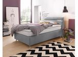 Boxspringbett, grau (strukturstoff grau), mit LED-Beleuchtung, Liegefläche B/L: 120cm x 200cm, H3, 5-Zonen-Tonnentaschen-Federkernmatratze, Bezug Unterbox und Kopfteil: Strukturstoff (77% Polyester und 23% Viskose);Bezug Obermatratze 100% Polyester, waschbar bis 60C, WESTFALIA SCHLAFKOMFORT, Komplettbetten, Boxspringbett, wahlweise mit LED-Beleuchtung