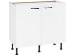 Unterschrank OPTIFIT "Elga", weiß (weiß, weiß), B:90cm H:87cm T:58,4cm, Holzwerkstoff, Schränke, Unterschrank, mit Soft-Close-Funktion, höhenverstellbare Füße, Breite 90 cm