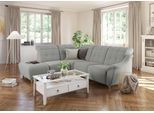 Ecksofa HOME AFFAIRE "Boston L-Form", grau (hellgrau), B:272cm, Struktur (100% Polyester);Luxus-Microfaser Florence (100% Polyester);Chenille (100% Polyester);NaturLEDER (reines Rindsleder), Sofas, Ecksofa, Kopfteilverstellung an jeder Sitzfläche, wahlweise Relaxfunktion