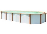 Ovalpool KWAD "Green line Evolution", beige (weiß, wood, innenfarbe: sand), B:370cm H:132cm L:610cm, Schwimmbecken, Ovalpool, 6,1x3,7x1,32 white- wood Folie in blau, sand oder grau erhältlich