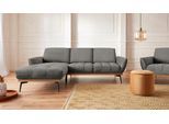 Ecksofa EXXPO - SOFA FASHION "Palic, inkl. Rückenverstellung, bequem, elegant, Breite 245cm, L-Form", grau (summer), B:245cm H:87cm T:185cm, Webstoff Premium: 67% Polyester, 33% Baumwolle;Webstoff: 100% Polyester;Velours: 100% Polyester, Sofas, Ecksofa, vom Sofa zum Hochlehner. Hohe Füße und Holzblende als Designmerkmal
