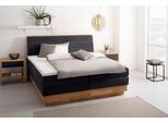 Boxspringbett OTTO HOME "JENNA in verschiedenen Farben und Breiten erhältlich", schwarz (carbone), B:204cm L:216cm, Komplettbetten, Boxspringbett, LED-Beleuchtung, mit zertifizierten, recycelten Bezugsstoffen