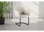 Freischwinger OTTO HOME "Elba", beige (beige, schwarz, beige), B:60cm H:85cm T:59,5cm, Metall, Polyester, Stühle, Freischwinger, gemütlicher Stuhl / Sessel, 180 Grad drehbar, Auto Return, Webstoff
