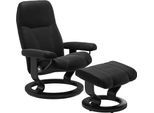Relaxsessel STRESSLESS "Consul", schwarz (schwarz paloma), B:85cm H:100cm T:77cm, Leder BATICK: BATICK ist ein leicht korrigiertes, durchgefärbtes und genarbtes Möbelleder, bei dem die meisten Unebenheiten und Spuren in der Regel entfernt wurden.;Leder PALOMA: PALOMA ist ein durchgefärbtes Semianilin-Möbelleder mit natürlicher Narbung.;ROHLEDER Stoff Q2 FARON: Ein fester zuverlässiger Bouclé mit e