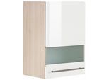 Glashängeschrank OPTIFIT "Bern", weiß (weiß hochglanz, akaziefarben), B:50cm H:70,4cm T:34,9cm, Schränke, Glashängeschrank, Breite 50 cm, Front mit Milchglas-Einsatz, mit Metallgriff