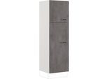 Seitenschrank IMPULS KÜCHEN "Prag", Breite/Höhe: 60/190,7 cm", grau (beton, optik schiefer dunkelgrau), B:60cm H:190,7cm T:57,6cm, Dekorfolie, Holzwerkstoff, Schränke, Seitenschrank, vormontiert, mit Drehtüren, mit verstellbarem Fachboden