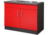 Spülenschrank KOCHSTATION "KS-Paris", grau (rot, anthrazit), B:100cm H:85cm T:60cm, Holzwerkstoff, Schränke, Spülenschrank