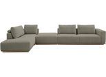 Wohnlandschaft MUSTERRING, olive, B:395cm H:78cm T:202cm, 100% Polyester, Sofas, Wohnlandschaft, Anreihsofa mit Armlehne rechts, Eckteil links mit Kissen & Hocker