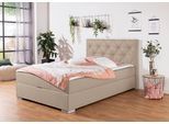 Boxbett HOME AFFAIRE "Tynan", beige (beige, creme), B:154cm L:210cm, Komplettbetten, Boxbett, wahlweise mit Bettkasten, in H2, H3 & H4 erhältilich
